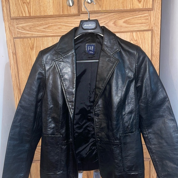 GAP Jackets & Blazers - Gap black leather jacket size 12
